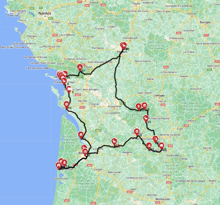 Map for Rochefort Round trip - Westward Whispers